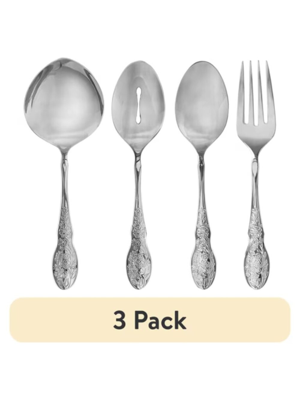 The Pioneer Woman Silver Mazie 4-Piece Stainless Steel 3 Pack Serving Utensils